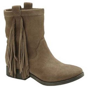 70 Post Paris LEATHER Ankle Fringe Boots, Tan